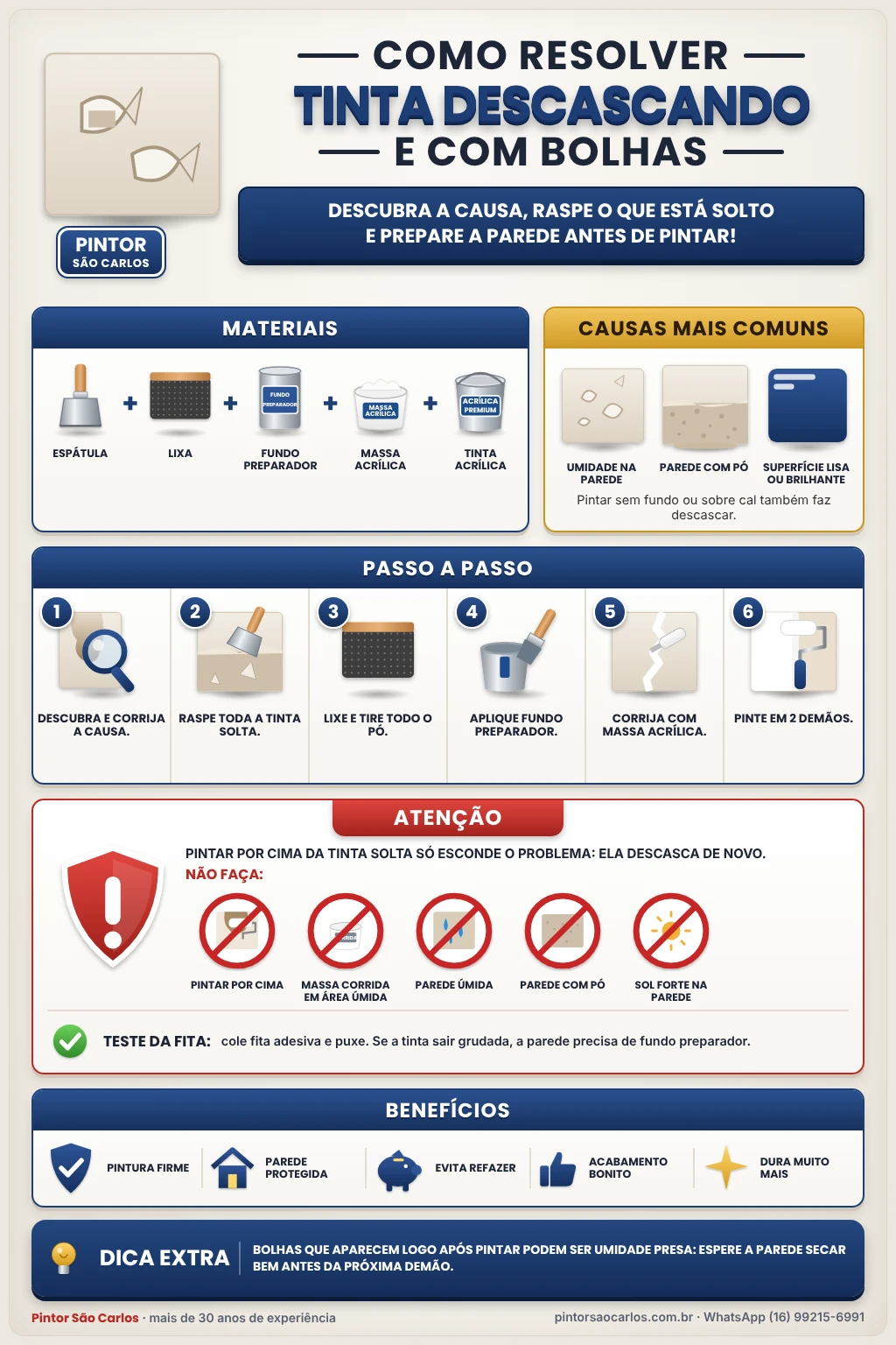 Infográfico: Tinta Descascando e com Bolhas: Como Resolver – Pintor São Carlos